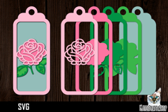 3d layered papercut bookmark, Flower bookmark svg Product Image 1