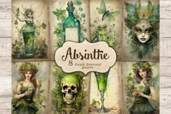 Absinthe Junk Journal Pages, Green Fairy Ephemera, GlamArtZhanna, Green Fairy Scrapbook Paper, Book Diary Paper, Fairytale Junk Journal Kit, Fantasy Junk Journal Paper, Woman Collage Sheets, Vintage Journal Card, Fairy Picture Collage