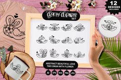 Abstract Beautiful Love Two Swan With Flower Clipart Set Product Image 1