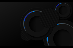Abstract black circle dimensional background with blue neon Product Image 1