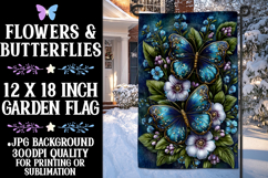 Butterfly Garden Flag, Sublimation Blue Butterfly Flag, f13 Product Image 1