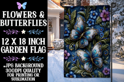 Butterfly Garden Flag, Sublimation Blue Butterfly Flag, f14 Product Image 1