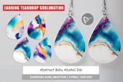 Earring teardrop design Abstract Boho Alcohol Ink Product Image 1