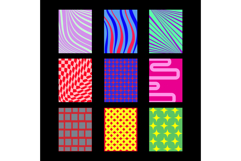 Collection of nine abstract geometric colorful patterns Product Image 1