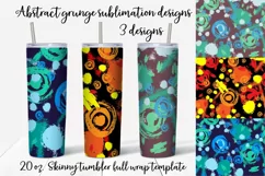 Abstract grunge sublimation design Skinny tumbler wrap design 