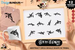 Abstract Orca Whale Shape In Tribal Clipart Set Product Image 1