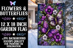 Butterfly Garden Flag, Sublimation Purple Butterfly Flag, 27 Product Image 1