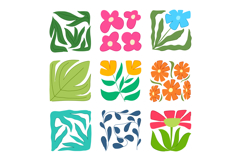 abstract square flowers set cartoon vector illustration Product Image 1