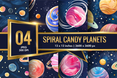 Watercolor Spiral Planets Seamless Digital Paper Product Image 1
