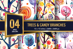 Watercolor Abstract Trees Pattern Digital Paper Product Image 1