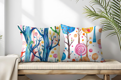 Trees with Candy Branches Surreal Watercolor Seamless DP Product Image 2