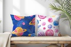 Watercolor Spiral Planets Seamless Digital Paper Product Image 2