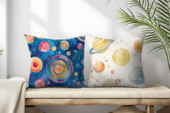 Watercolor Spiral Planets Seamless Digital Paper Product Image 2