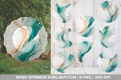 Turquoise Watercolor Art Wind Spinner | Sublimation Spinner Product Image 1