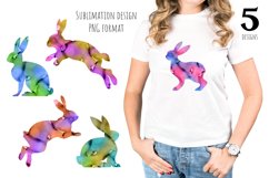 Abstract Watercolor Bunny illustration PNG sublimation Product Image 1