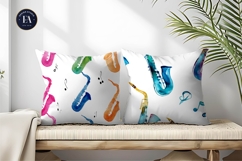 Saxophone Watercolor Texture with Lines Digital Paper Product Image 2