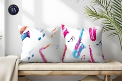 Saxophone Curves Watercolor Music Pattern Digital Paper Product Image 2