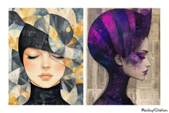 Abstract Whimsical Women Art Papers Feminine Portraits Product Image 3