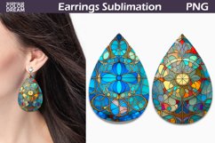 Stained Glass Teardrop Earrings | Blue Abstraction Earrings Product Image 1