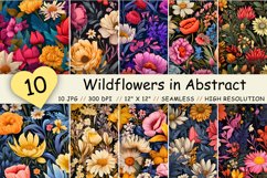 Abstracts Wildflowers Seamless Floral Pattern Set