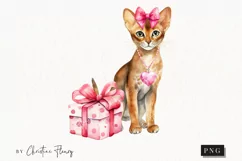Valentine Abyssinian Cat PNG | Valentine's Day Clipart Product Image 1