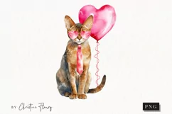 Valentine Abyssinian Cat PNG | Valentine's Day Clipart Product Image 1