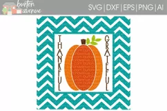 Thankful - Grateful Pumpkin w/Chevron Frame cut File - SVG DXF EPS AI PNG Product Image 1