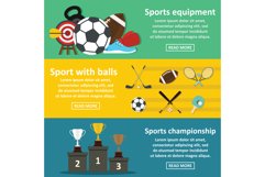 Sport equipment banner horizonatal set, flat style Product Image 1