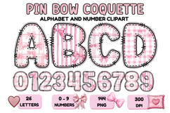 Coquette Bow Patchwork Alphabet PNG Letters &amp; Numbers 300DPI Product Image 1
