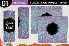 Purple and teal marble 20 oz Skinny Tumbler wrap sublimation Product Image 3