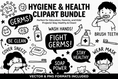 Hygiene &amp; Health Doodles SVG Bundle | Kids Germs Clipart Product Image 1