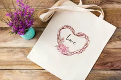 Watercolor Heart Valentine Wreath Boho Clipart Product Image 4