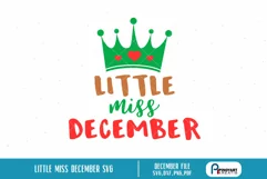 Little Miss December Svg | Christmas Svg Product Image 1
