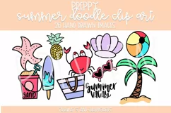 Preppy Summer Doodle Clip Art | Color and Black and White! Product Image 1
