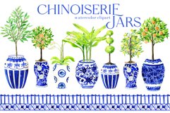 Chinoiserie Blue Jars. Watercolor Clipart Product Image 8