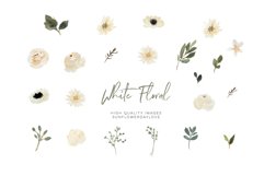 Cream Beige Floral Clipart, Ivory Greenery Florals, Product Image 3