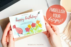 Birds & Flowers Watercolor Clip Art Set for Sublimation Product Image 2