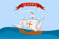 Columbus day concept background, flat style Product Image 1