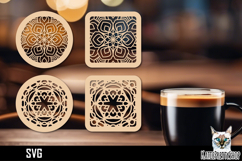 Lasercut Coasters Mandala, Coffee coaster svg cut file Product Image 1