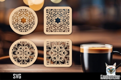 Lasercut Coasters Mandala, Coffee coaster svg cut file Product Image 1
