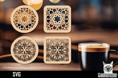 Lasercut Coasters Mandala, Coffee coaster svg cut file Product Image 1