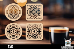 Lasercut Coasters Mandala, Coffee coaster svg cut file Product Image 1