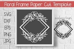 Floral Frame Paper Cut Template Design SVG Product Image 1