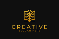 Premium Gold Book Checkmark Logo Product Image 1