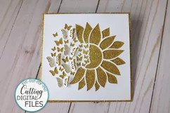 Pop up sunflower butterflies card svg dxf cut out template Product Image 3