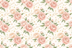 Watercolor seamless pattern with blush peonies, ivory pearls Product Image 1