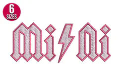ACDC Style Mini Text Machine Embroidery Design - 6 sizes Product Image 1