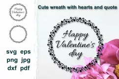 Heart wreath svg, Happy Valentines day SVG, love hearts. Product Image 1
