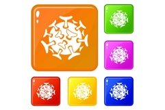 Round viral bacteria icons set vector color Product Image 1
