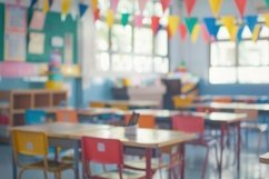 Colorful Classroom Interior Background Wallpaper Product Image 1